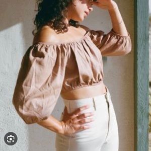 OZMA of California WHITE silk Georgia top size small